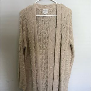 Extra long tan sweater cardigan - Large.